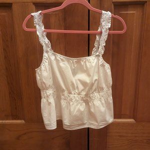 Divided Size Large White Cotton Crop Top